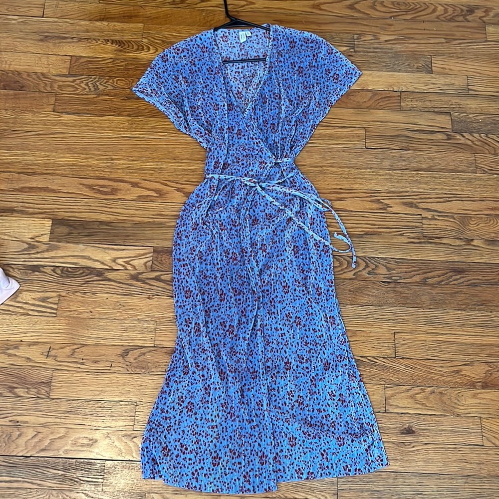 & Other Stories Floral Pleated Wrap Dress